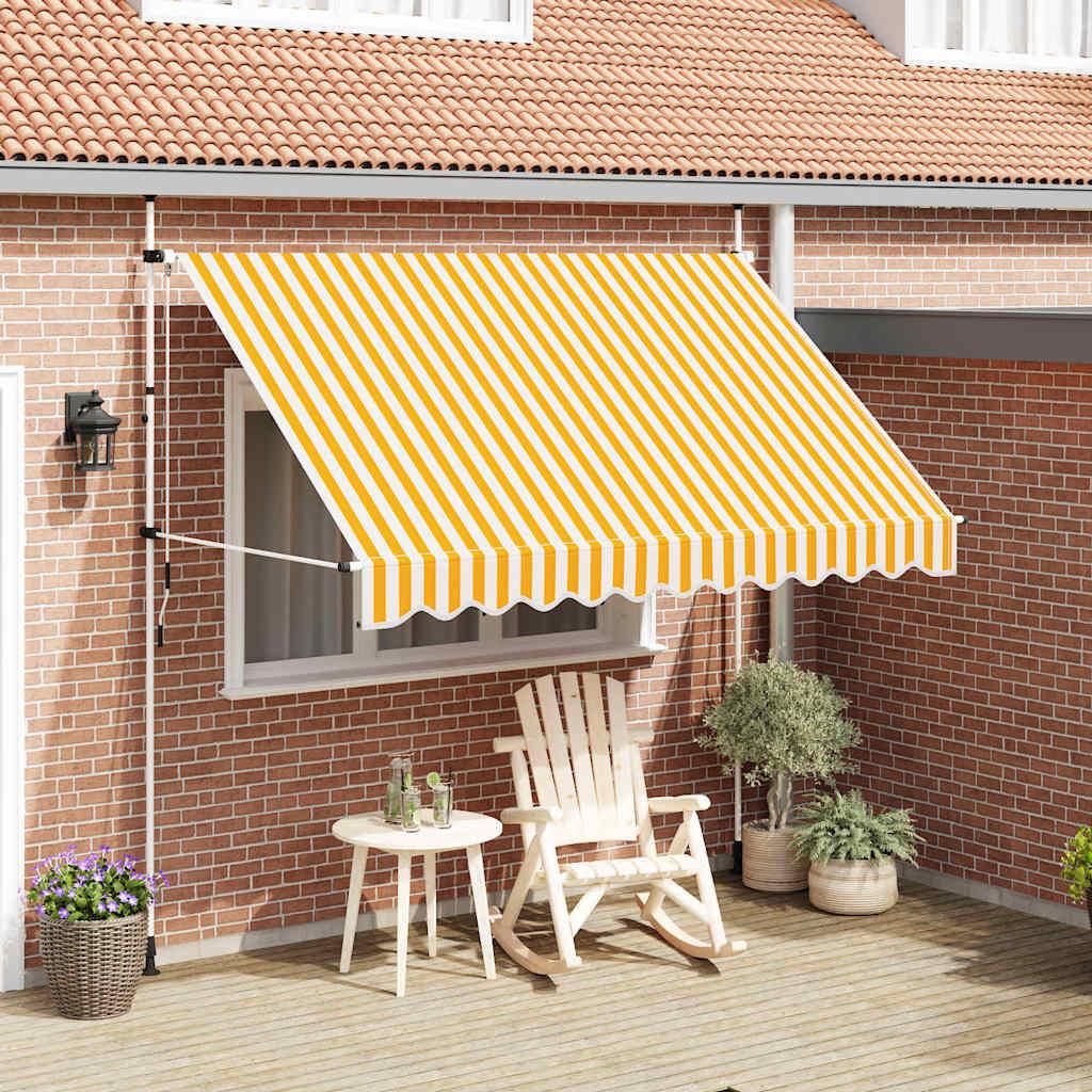 Toldo manual retráctil 100 cm naranja y blanco a rayas