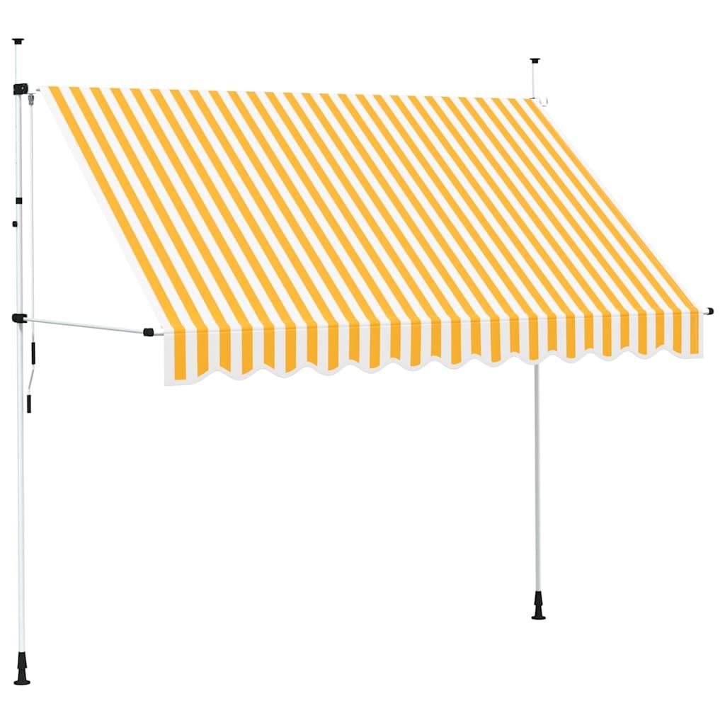 Toldo manual retráctil 100 cm naranja y blanco a rayas