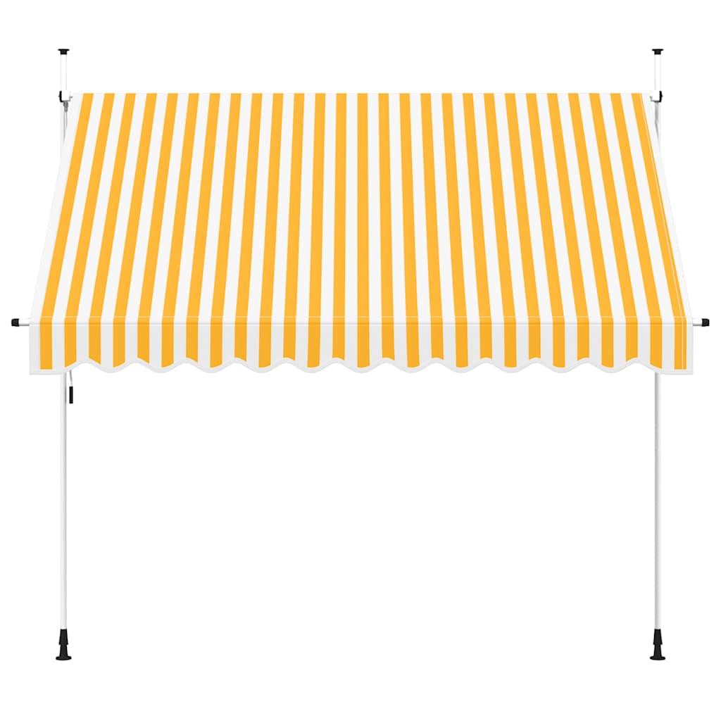 Toldo manual retráctil 100 cm naranja y blanco a rayas