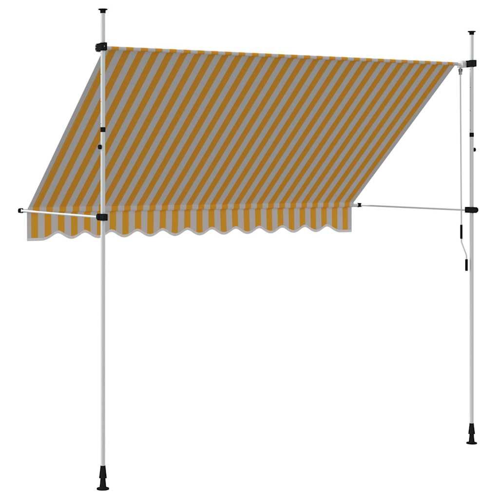 Toldo manual retráctil 100 cm naranja y blanco a rayas