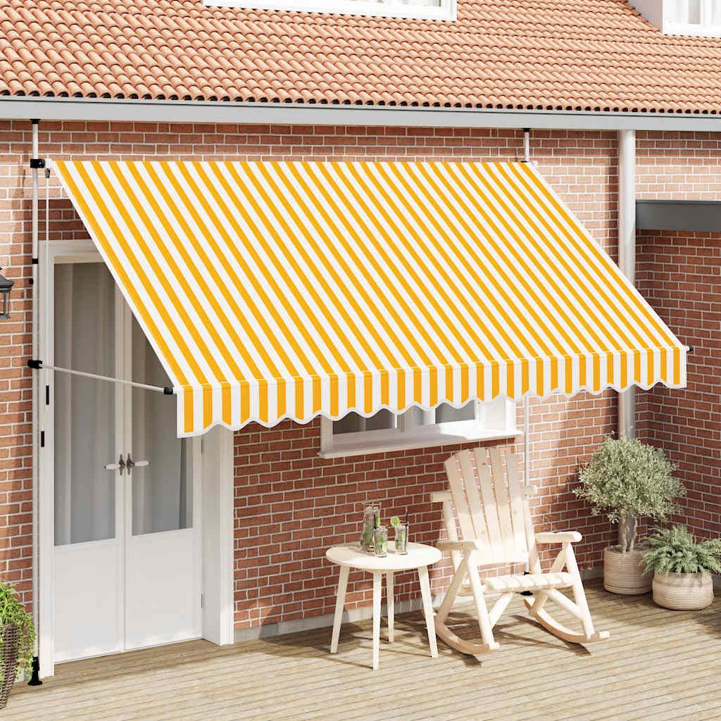 Toldo manual retráctil 100 cm naranja y blanco a rayas