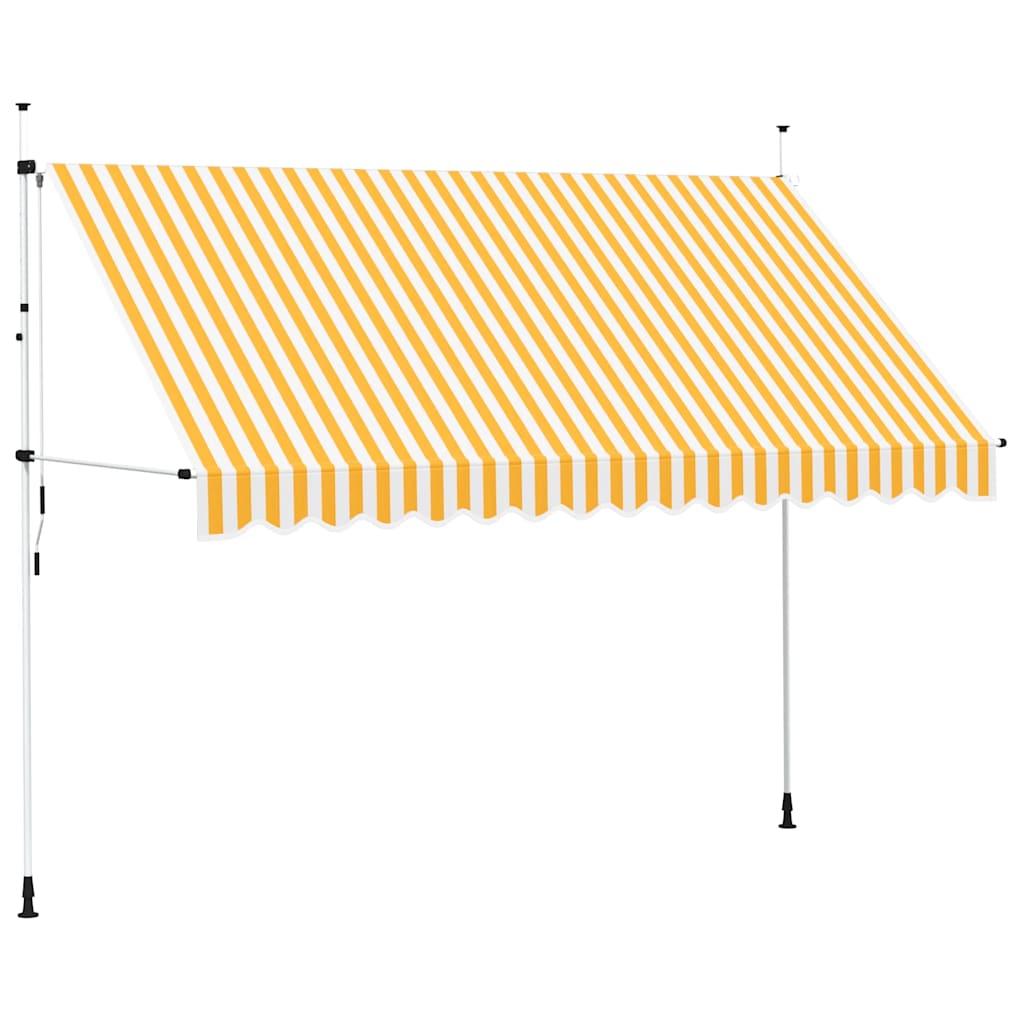 Toldo manual retráctil 100 cm naranja y blanco a rayas