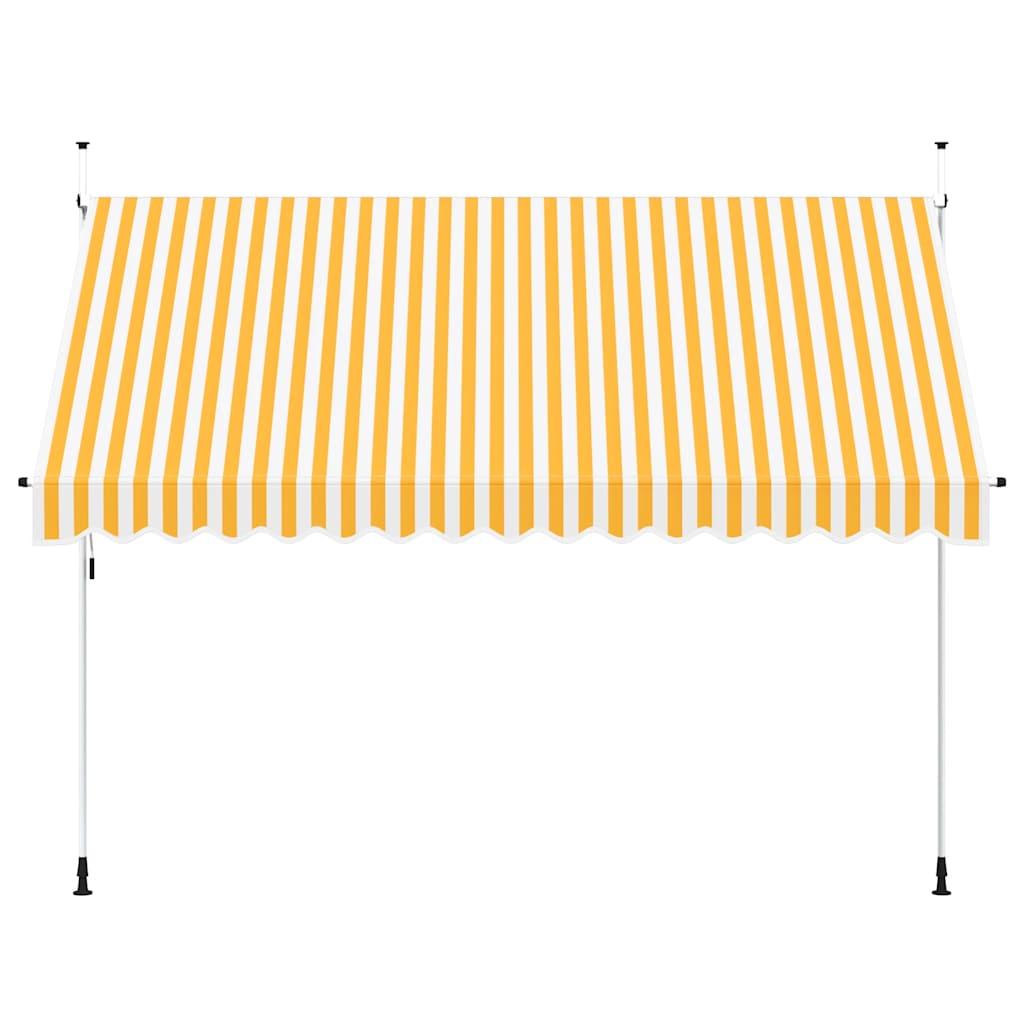 Toldo manual retráctil 100 cm naranja y blanco a rayas