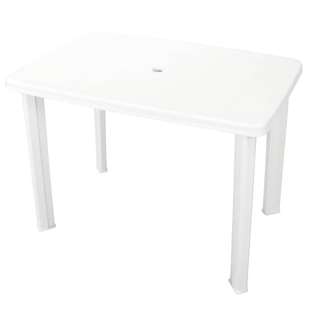 Mesa de jardín de plástico blanca