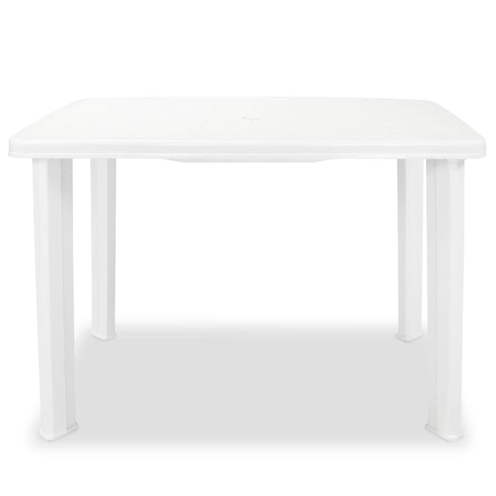 Mesa de jardín de plástico blanca