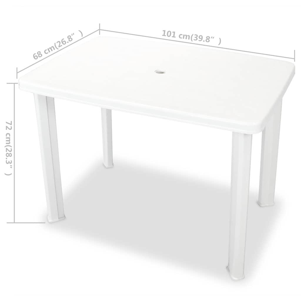 Mesa de jardín de plástico blanca