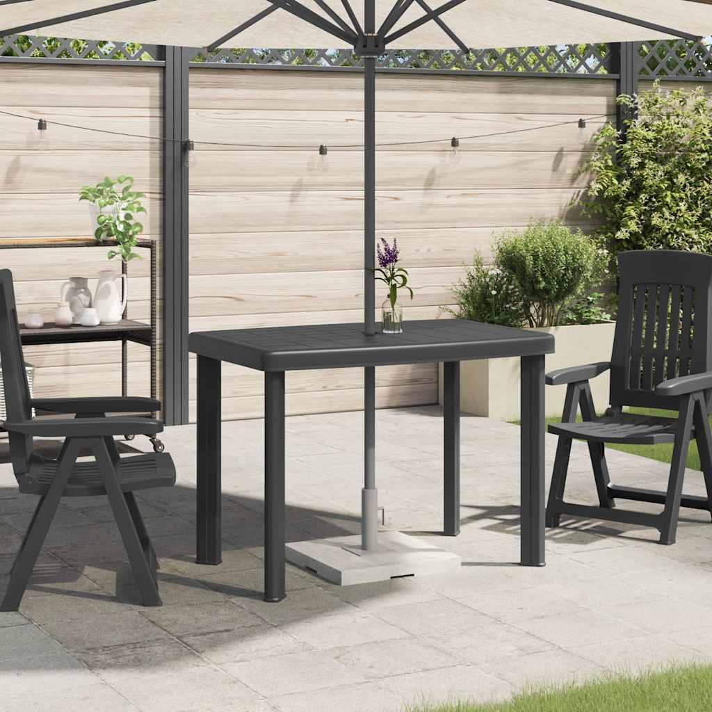 Mesa de jardín de plástico gris antracita 216x90x72 cm