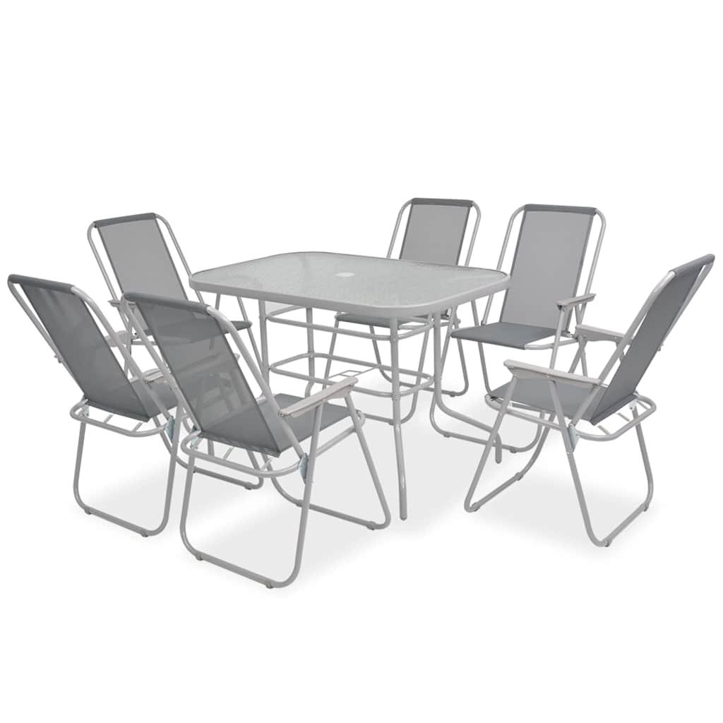 Juego de comedor de jardín 8 piezas acero y textilene gris