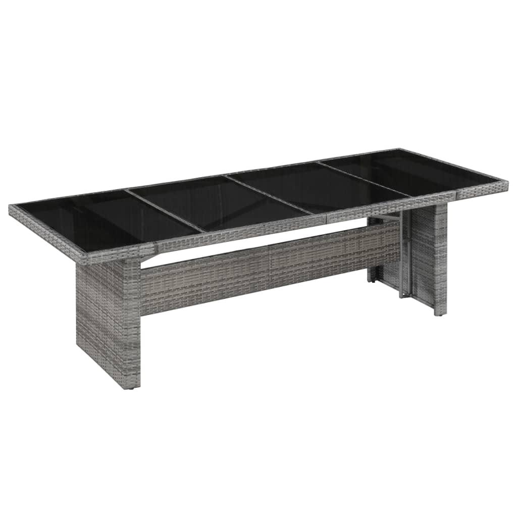 Mesa de jardín ratán sintético y vidrio marrón 109x107x74 cm