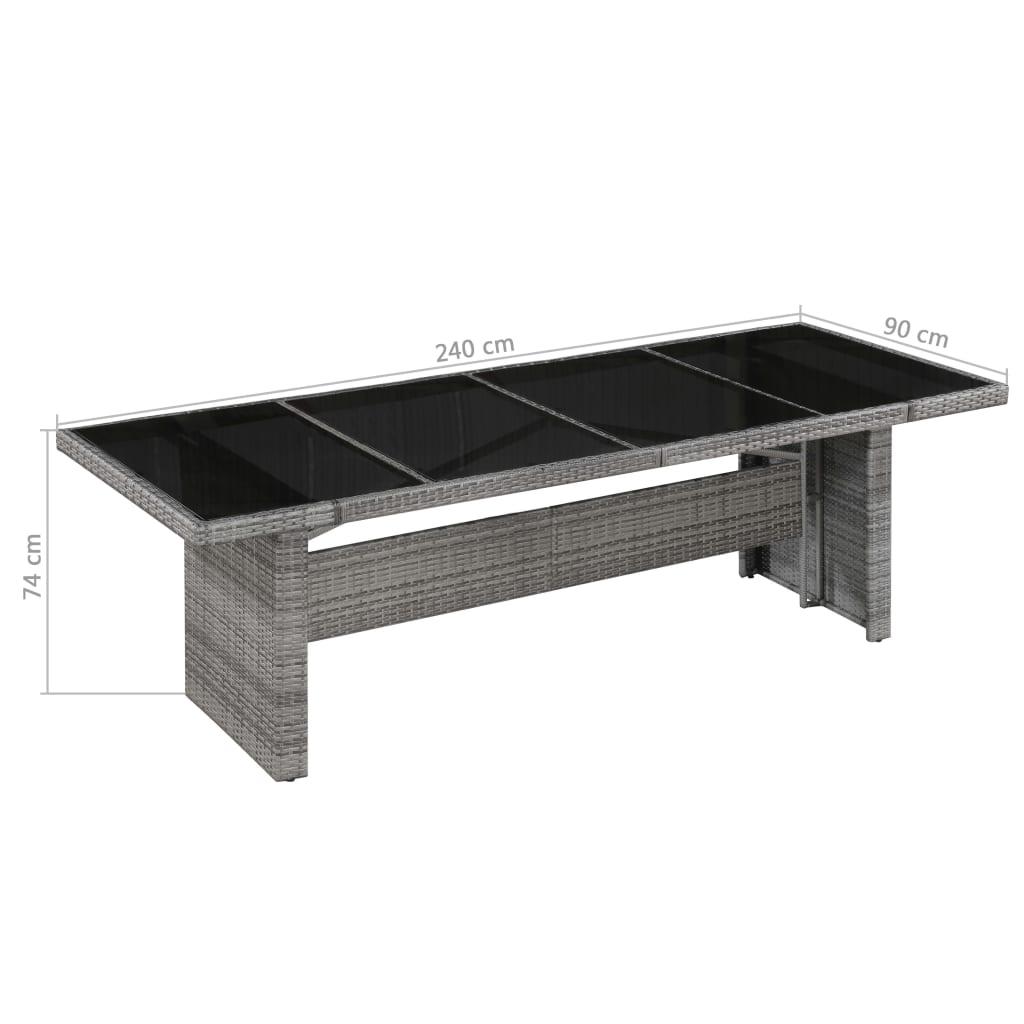 Mesa de jardín ratán sintético y vidrio marrón 109x107x74 cm
