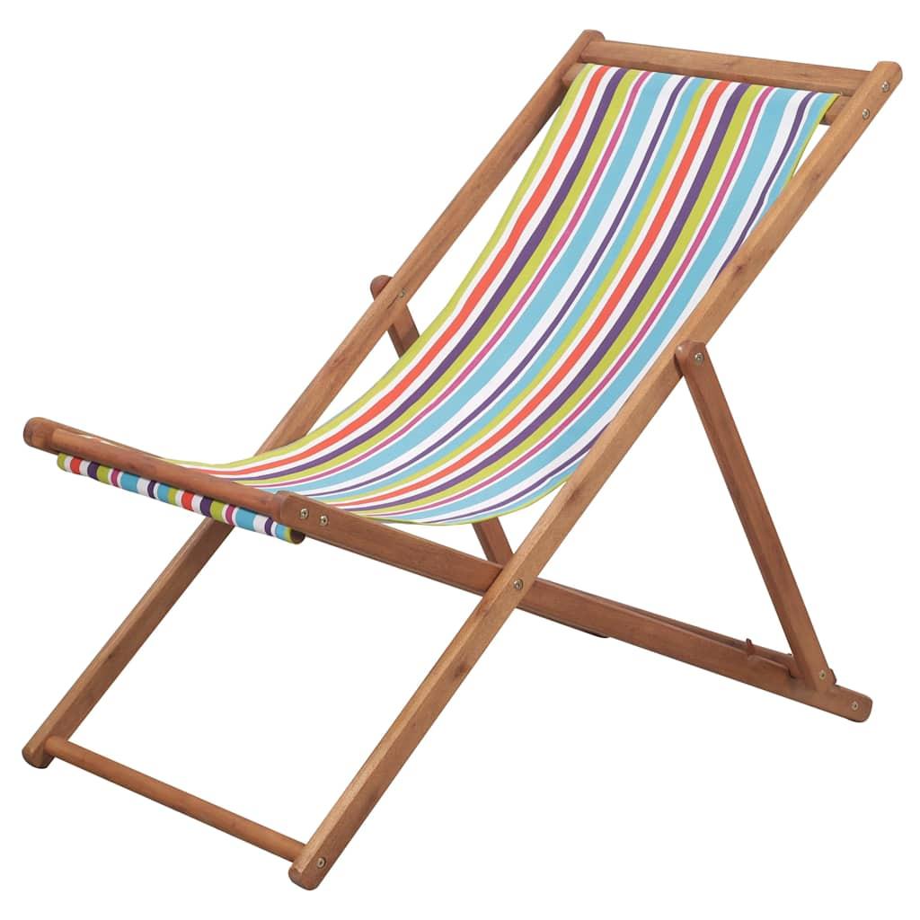 Silla plegable de tela y estructura de madera