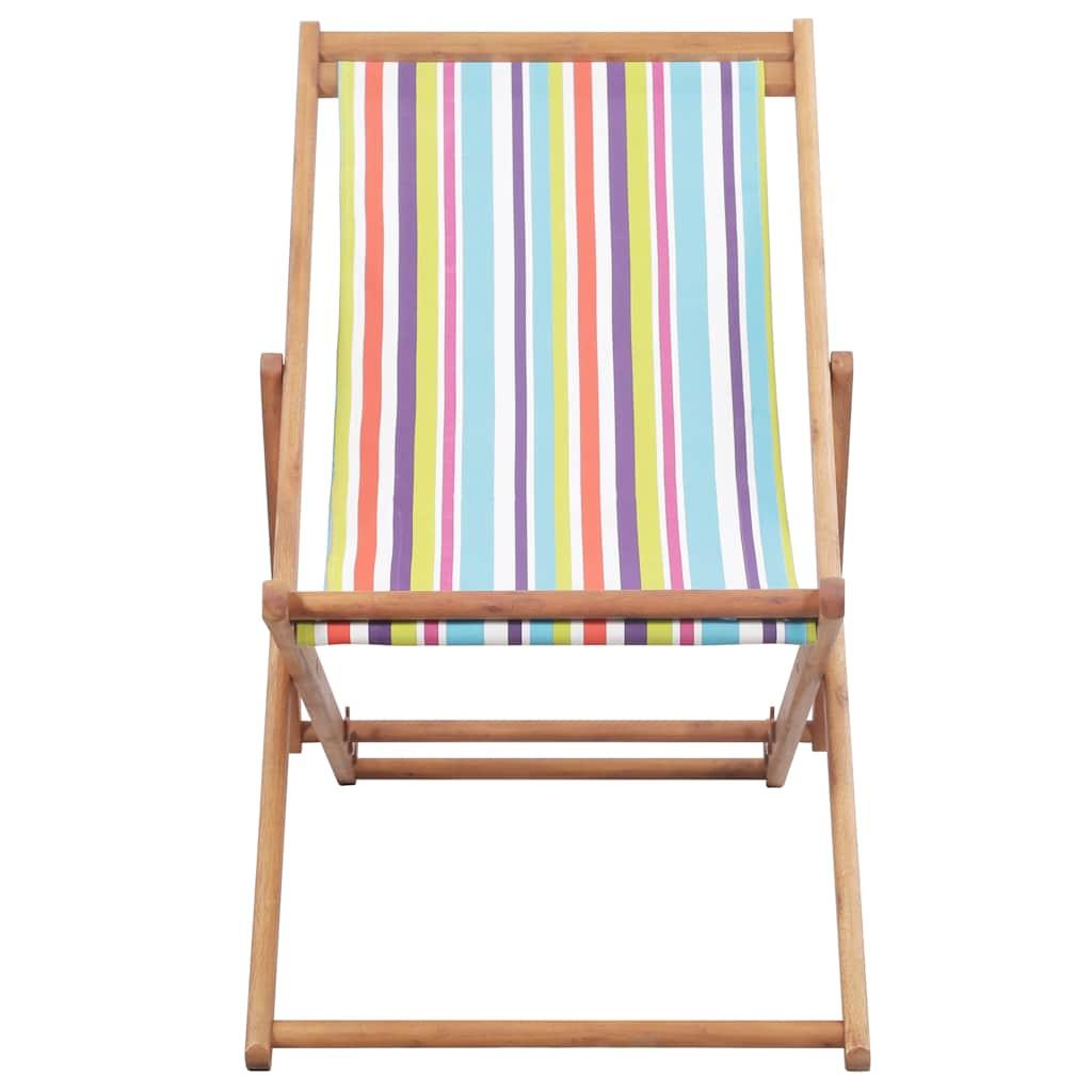 Silla plegable de tela y estructura de madera