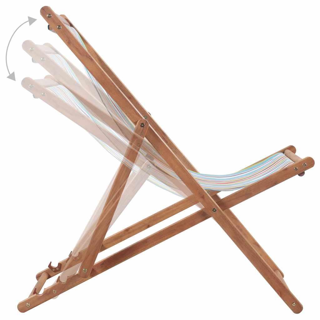 Silla plegable de tela y estructura de madera