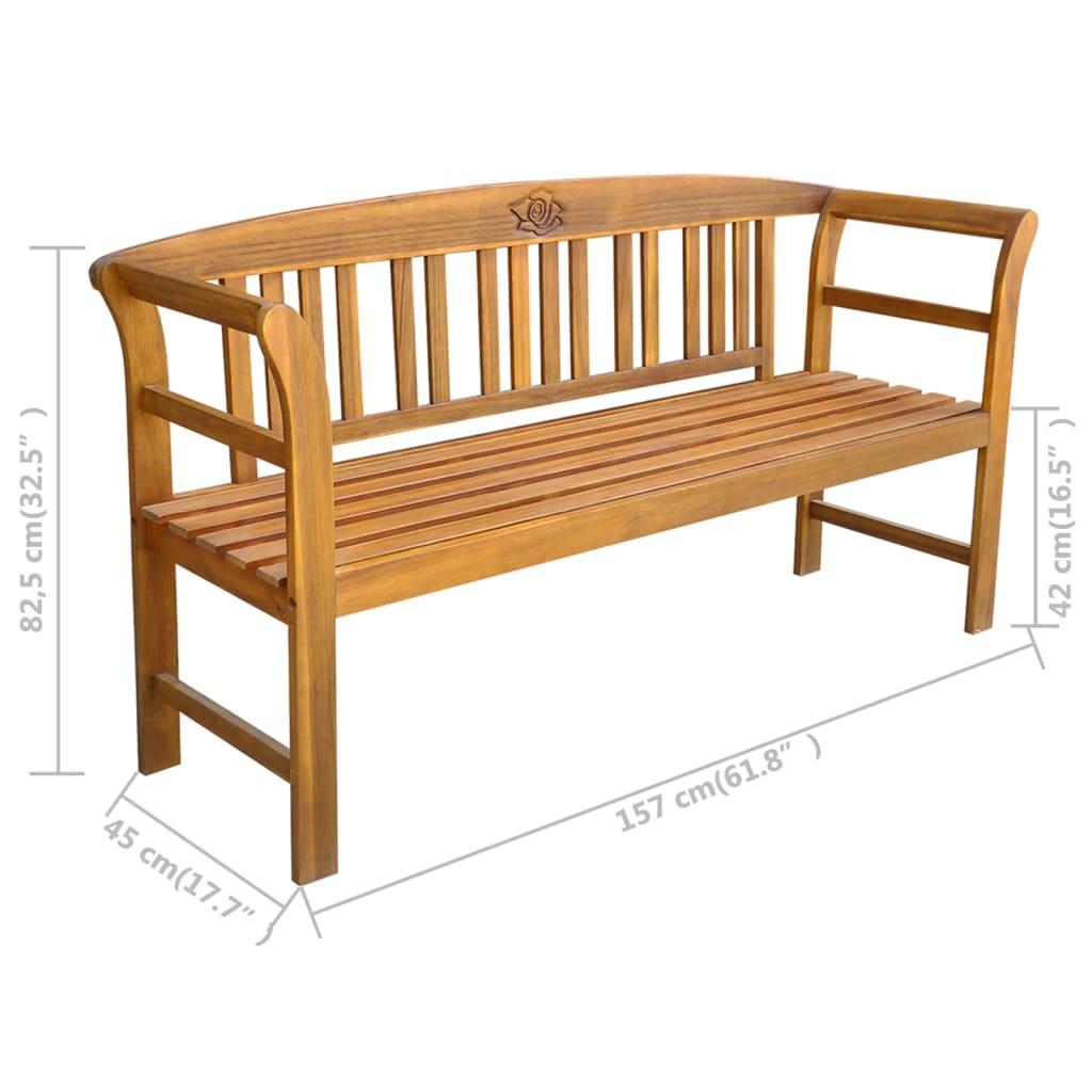 Banco de jardín madera maciza de acacia 150x35x45 cm