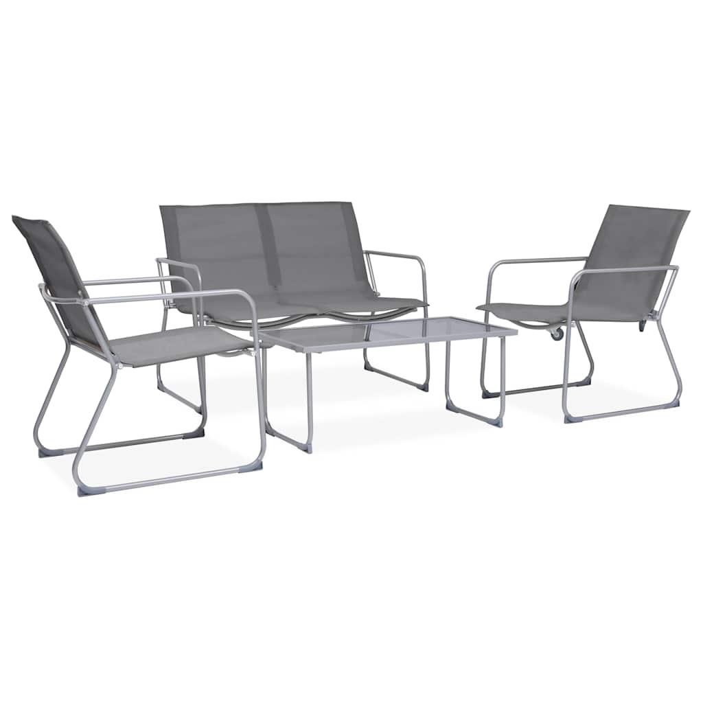 Juego de muebles de jardín 4 piezas tela y acero taupe