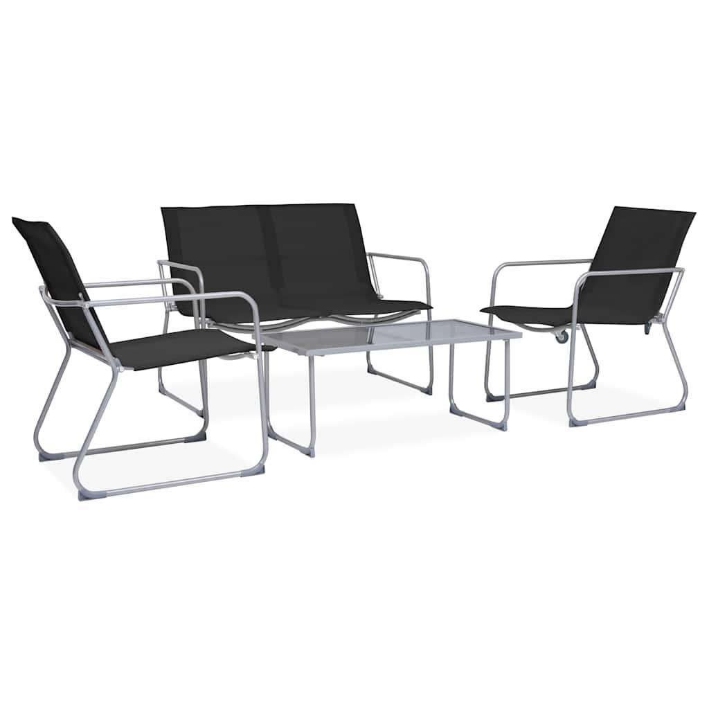 Juego de muebles de jardín 4 piezas tela y acero taupe