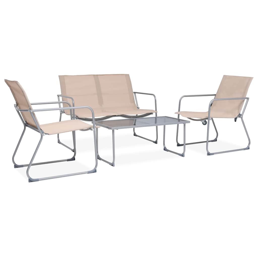 Juego de muebles de jardín 4 piezas tela y acero taupe