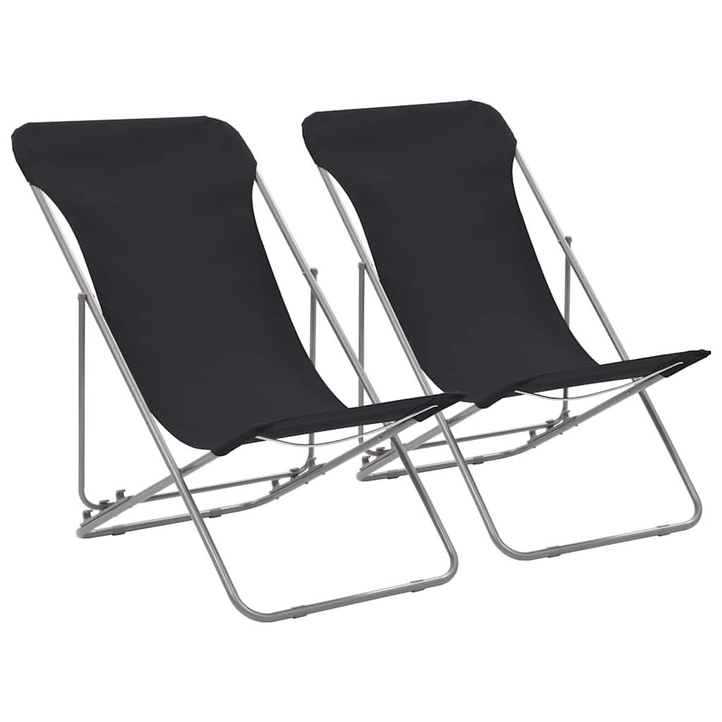 Sillas plegables (2 unidades) de acero y tela Oxford negra