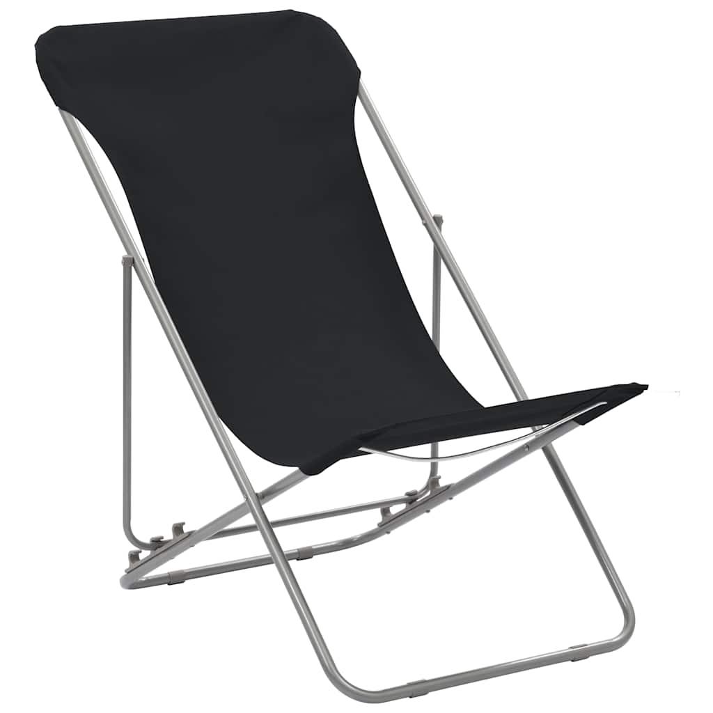 Sillas plegables (2 unidades) de acero y tela Oxford negra