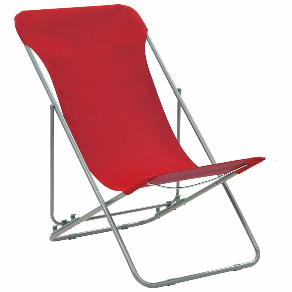Sillas plegables (2 unidades), acero y tela Oxford roja