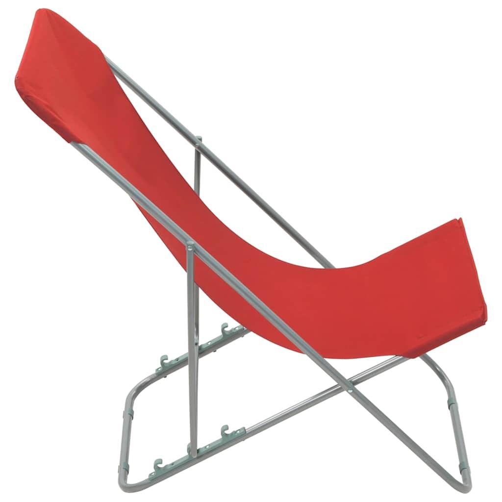 Sillas plegables (2 unidades), acero y tela Oxford roja