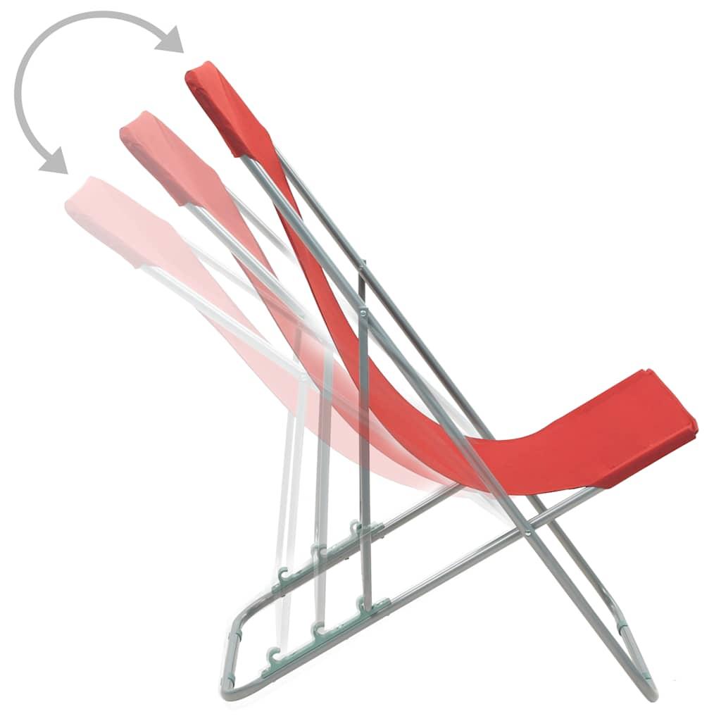 Sillas plegables (2 unidades), acero y tela Oxford roja