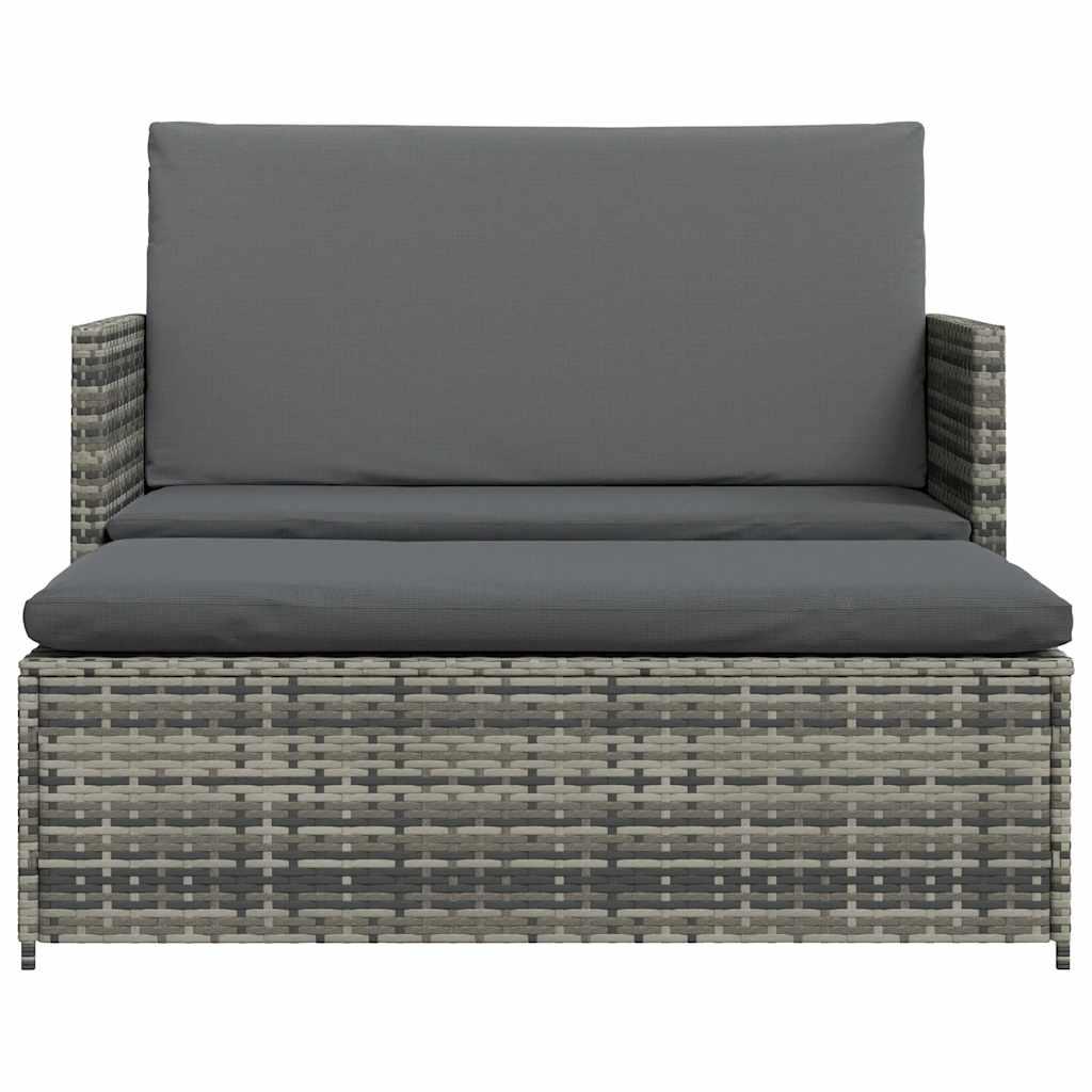 Set de muebles de jardín 2 pzas y cojines ratán sintético gris