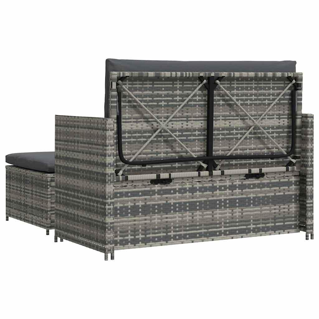 Set de muebles de jardín 2 pzas y cojines ratán sintético gris