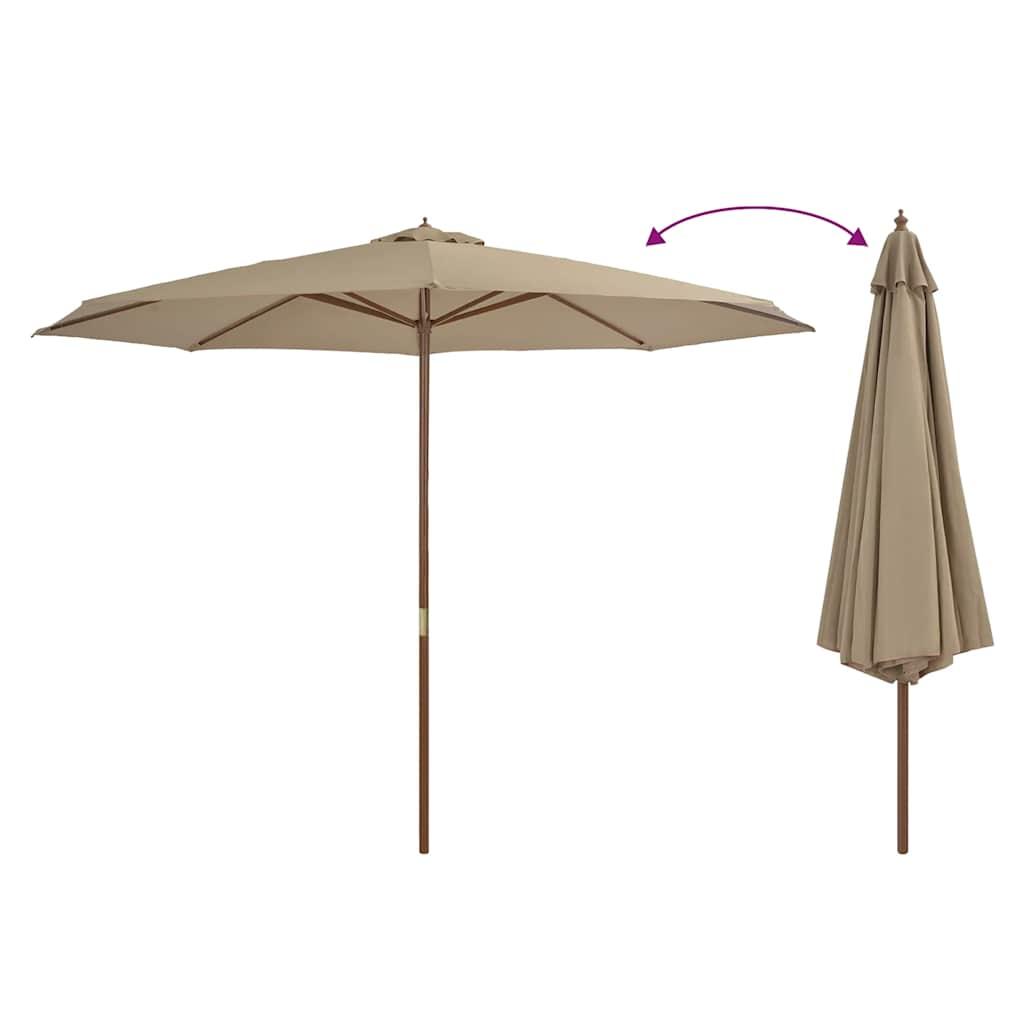 Sombrilla de jardín con palo de madera 350 cm gris antracita