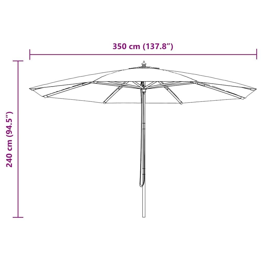 Sombrilla de jardín con palo de madera 350 cm gris antracita