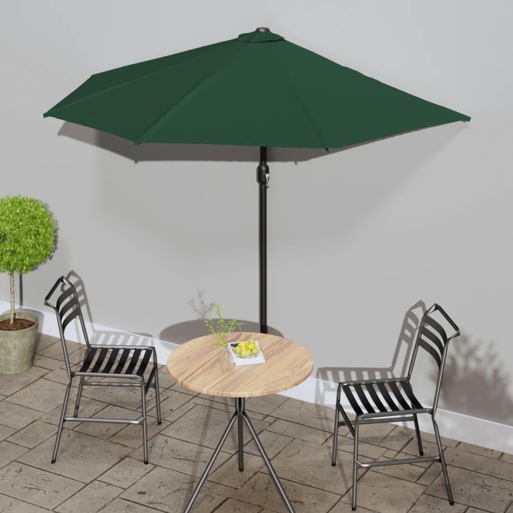 Sombrilla balcón semicircular palo aluminio azul 300x155x223 cm