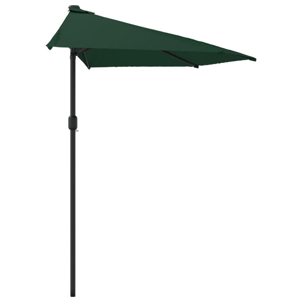 Sombrilla balcón semicircular palo aluminio azul 300x155x223 cm