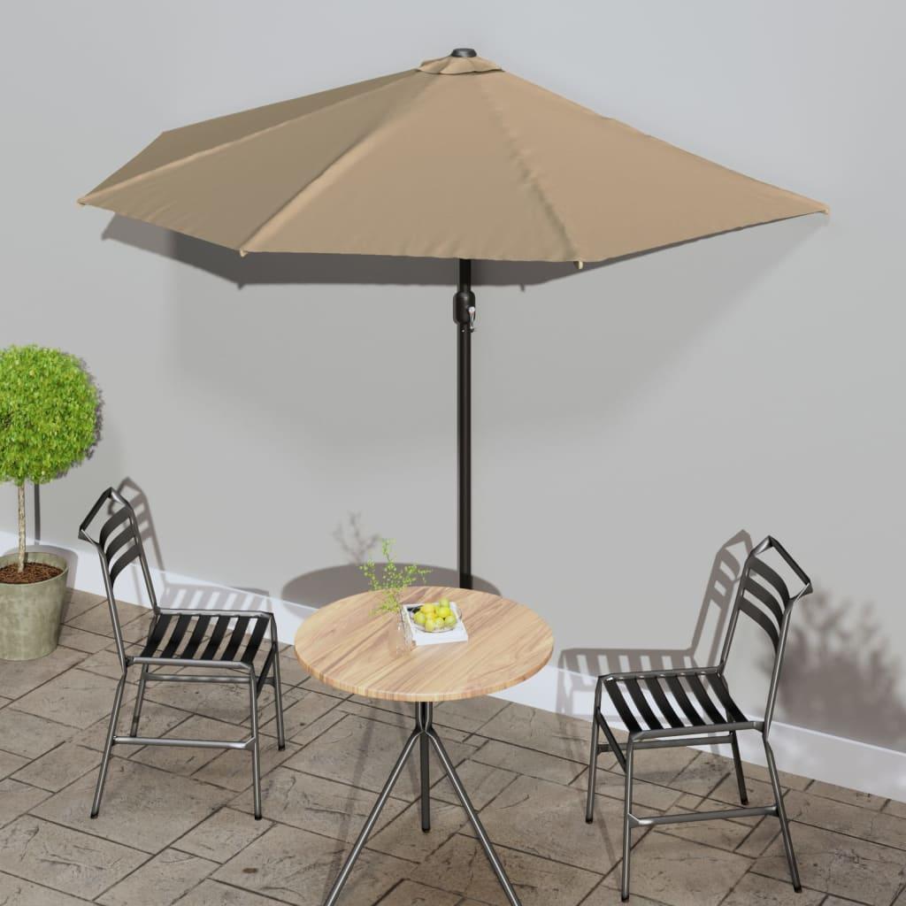 Sombrilla balcón semicircular palo aluminio negro 300x155x223cm
