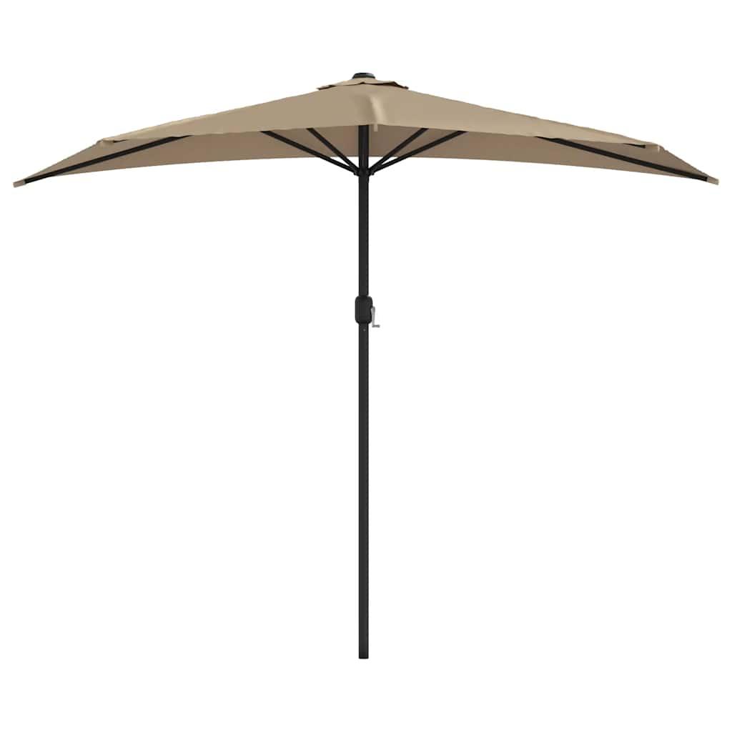 Sombrilla balcón semicircular palo aluminio negro 300x155x223cm