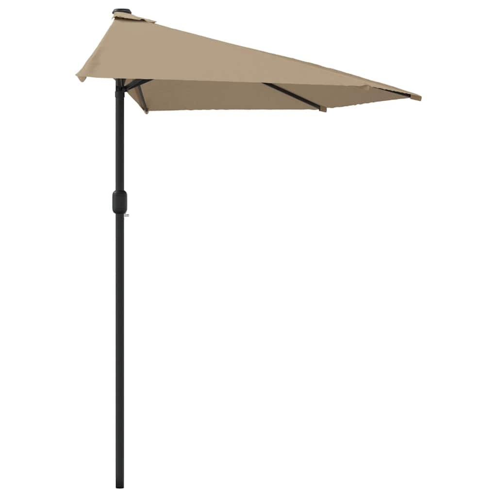 Sombrilla balcón semicircular palo aluminio negro 300x155x223cm
