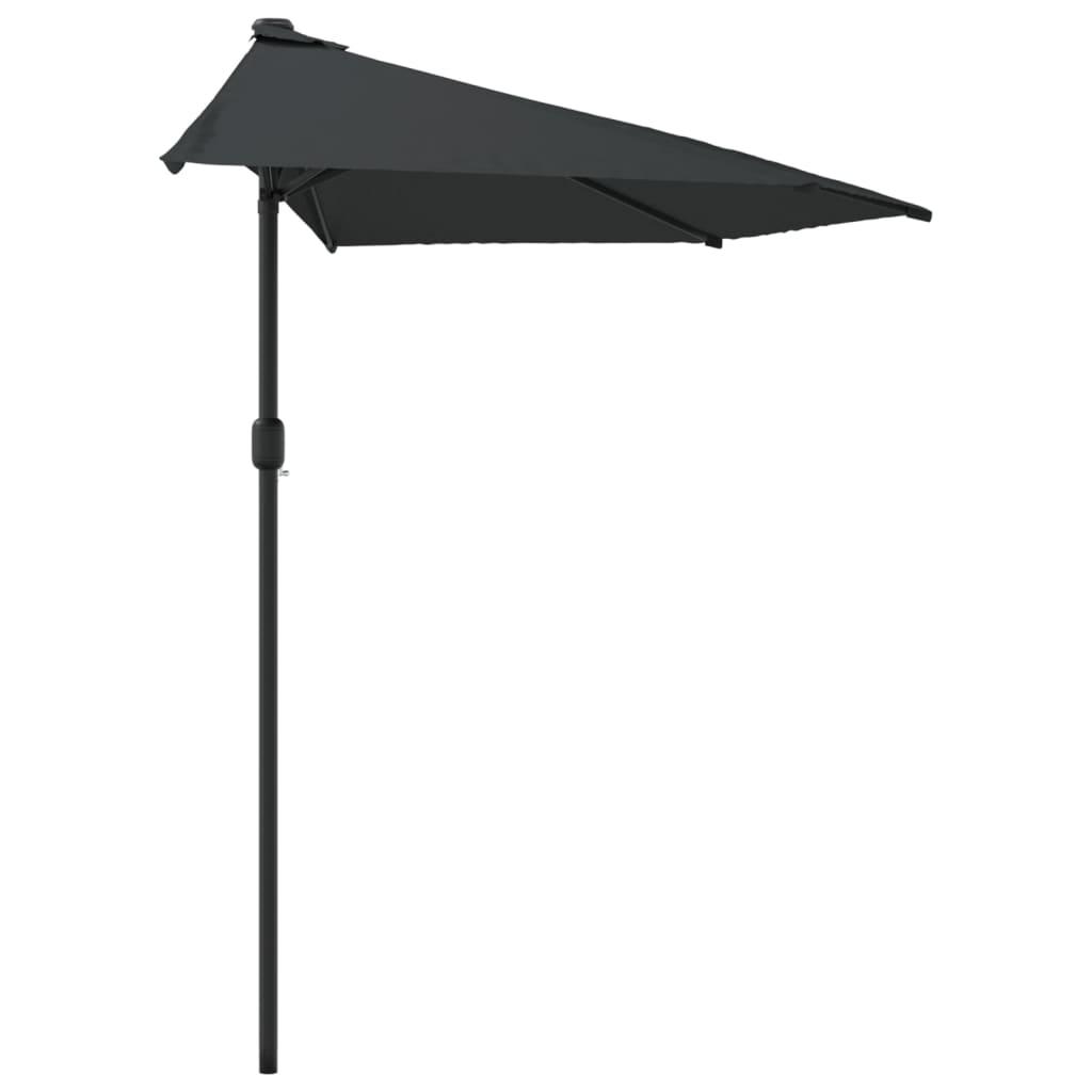 Sombrilla balcón semicircular palo aluminio azul 270x144x222 cm