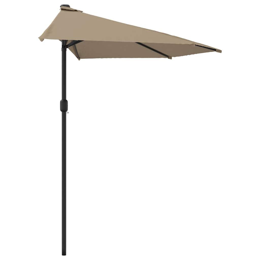 Sombrilla balcón semicircular palo aluminio azul 270x144x222 cm