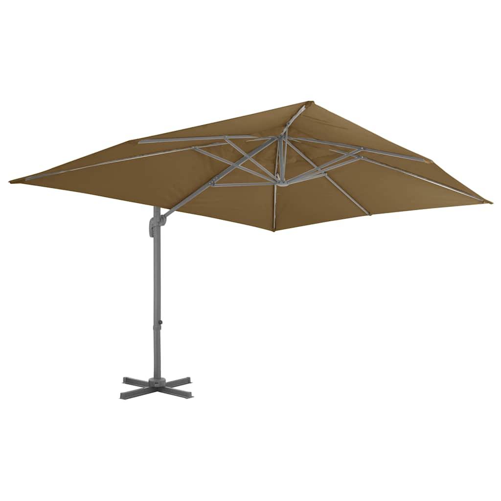 Sombrilla de jardín voladiza con poste de aluminio 400x300 cm color topo