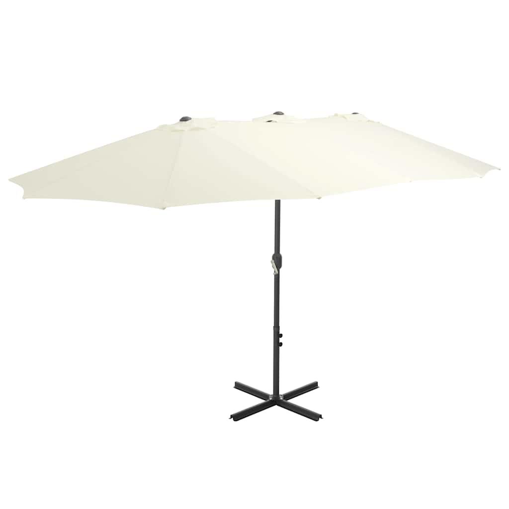 Sombrilla de jardín con palo de aluminio blanco arena 180x110cm