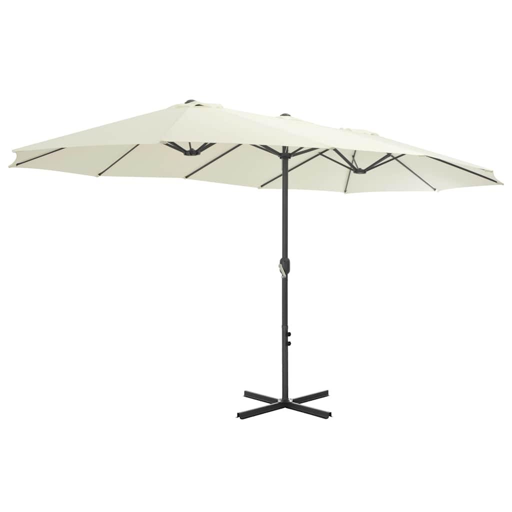 Sombrilla de jardín con palo de aluminio blanco arena 180x110cm