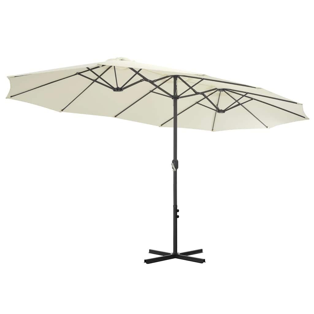 Sombrilla de jardín con palo de aluminio blanco arena 180x110cm