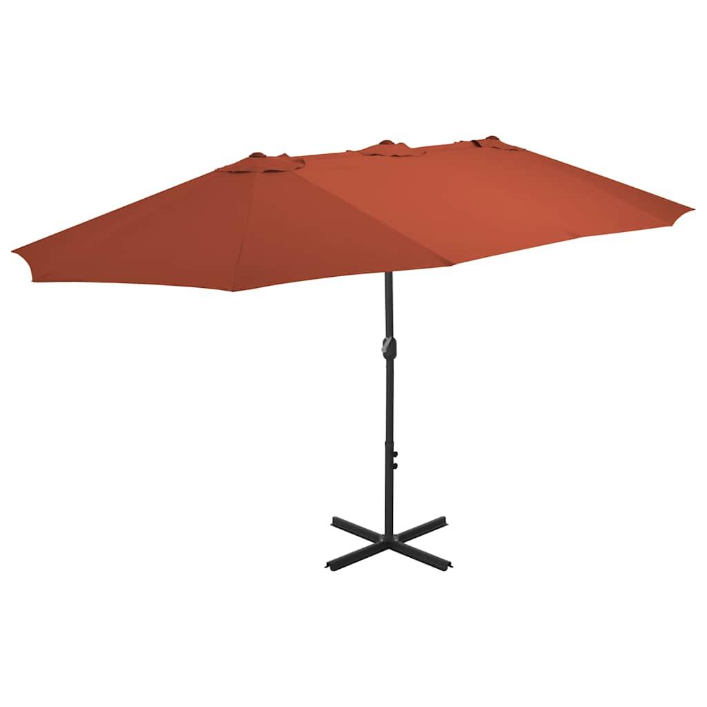 Sombrilla de jardín con palo de aluminio terracota