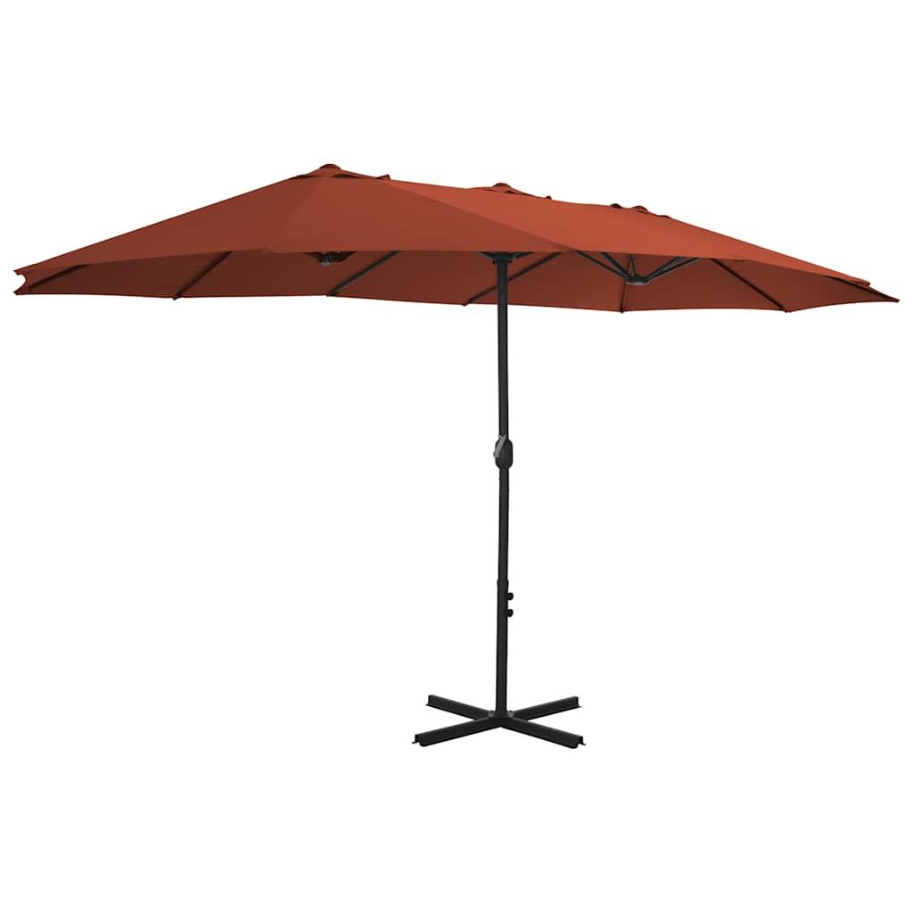 Sombrilla de jardín con palo de aluminio terracota