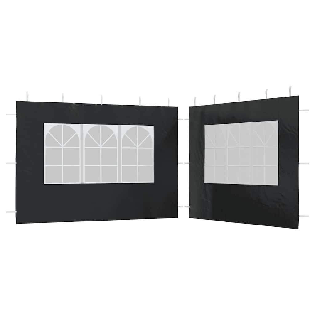 Pared lateral de carpa de fiesta con ventana 2 uds PE antracita