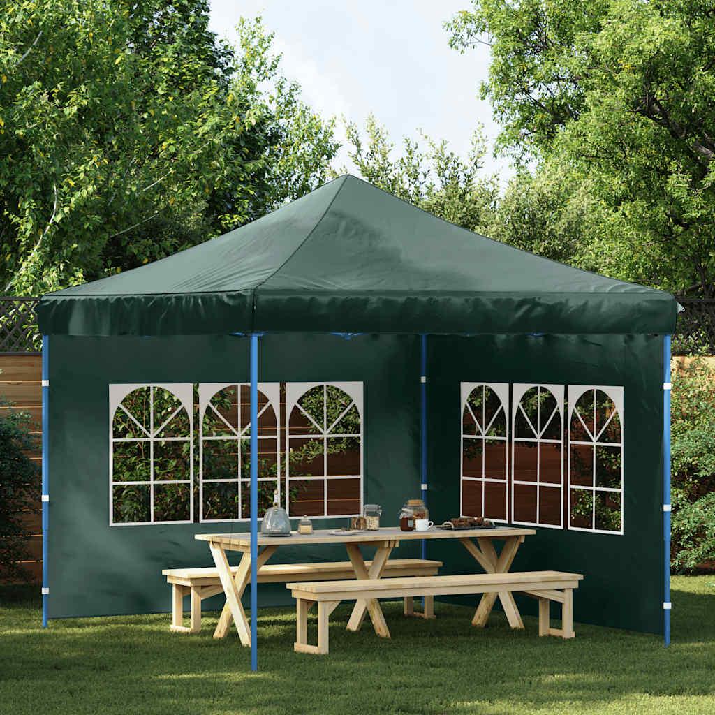Paredes laterales de carpa de fiesta con ventana 2 uds PE verde