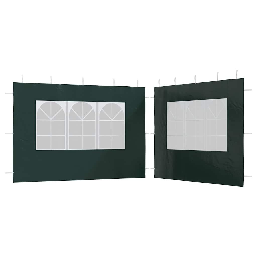 Paredes laterales de carpa de fiesta con ventana 2 uds PE verde