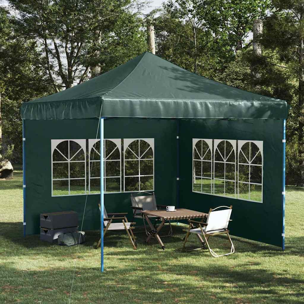 Paredes laterales de carpa de fiesta con ventana 2 uds PE verde