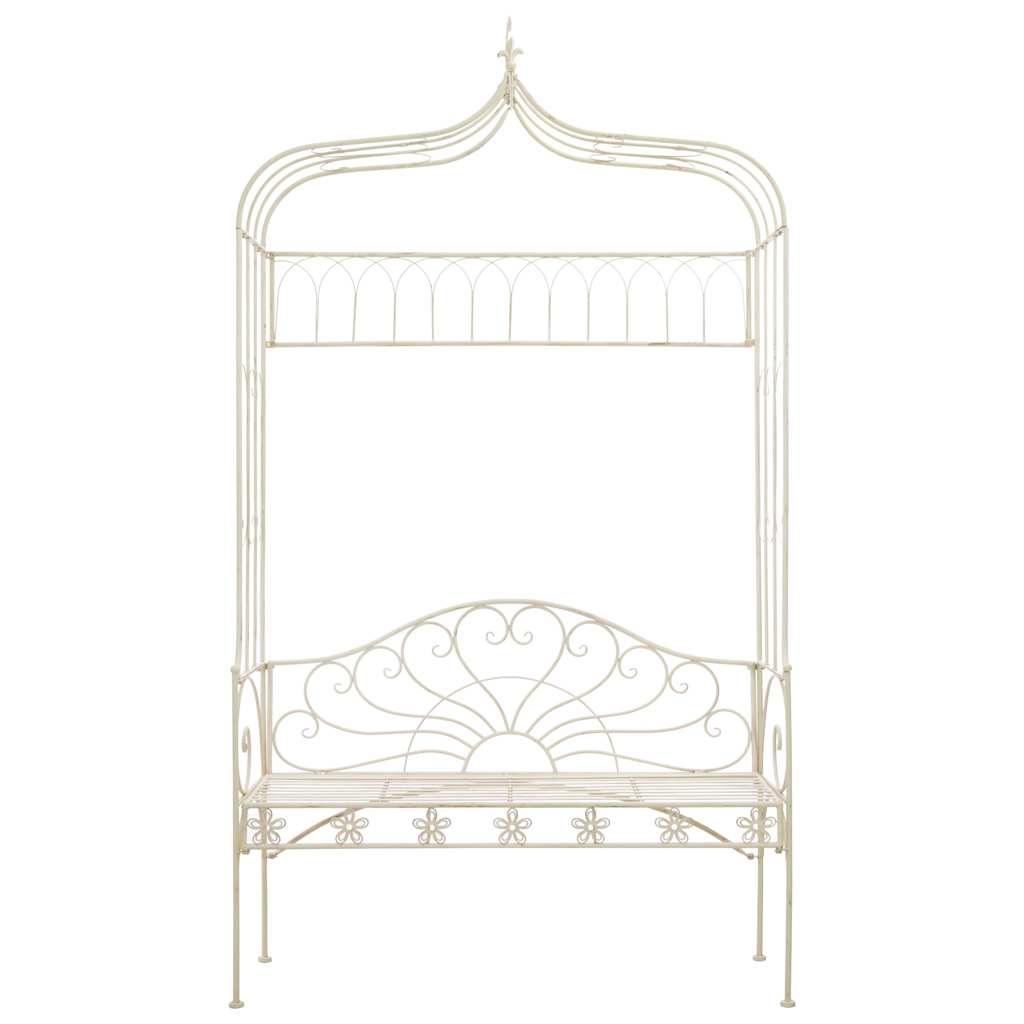 Banco de jardín metal blanco envejecido 122 cm