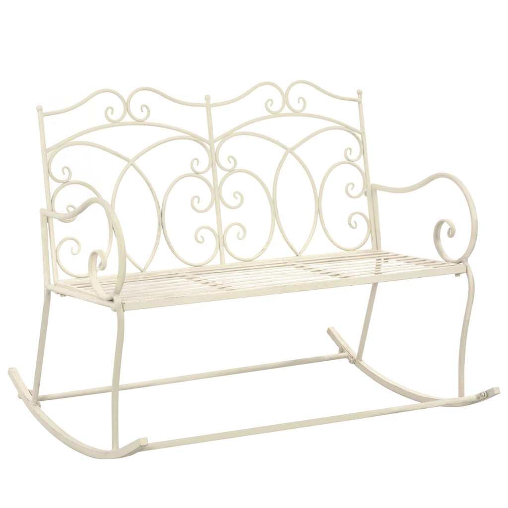 Banco de jardín metal blanco envejecido 122 cm