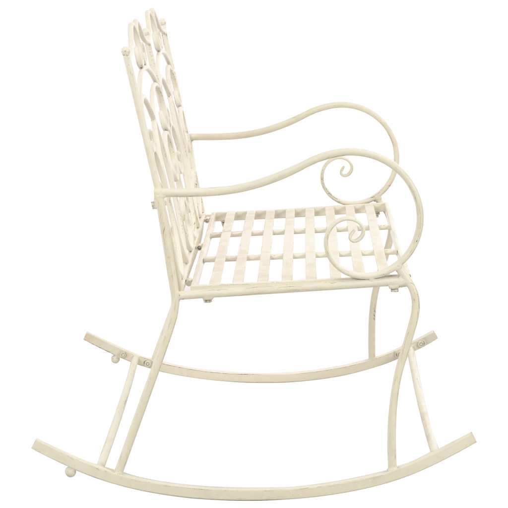 Banco de jardín metal blanco envejecido 122 cm